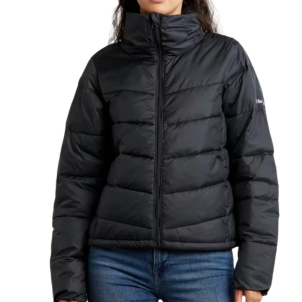 NEW! COLUMBIA Black Shimmer Ridge Insulated Water Repellent Puffer Jacket Coat L